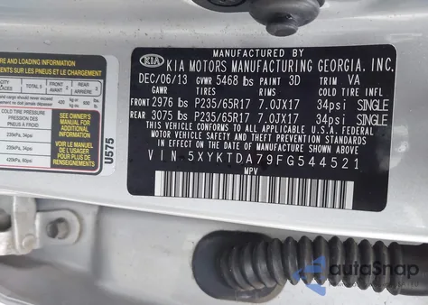 2015 Kia Sorento Lx V6 from USA, damaged, VIN 5XYKTDA79FG544521